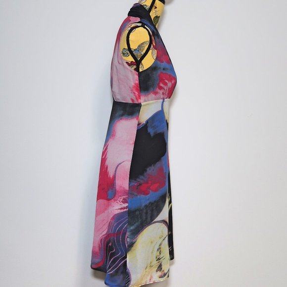 St-Martins Multicolor Empire Waist Midi Dress Size 38 - Picture 3 of 10